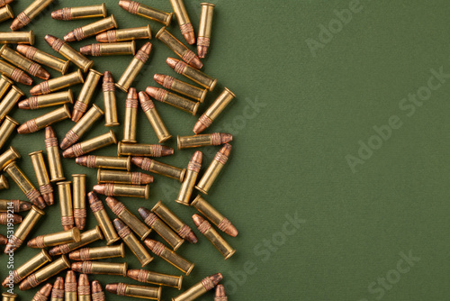 .22lr rounds, rimfire ammunition. flat composition, copy space.