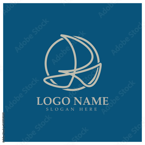 Simple Sailboat dhow boat on Sea Ocean Wave art style logo design, Daily cruises, sea travel, vector icon ILLUSTRATION