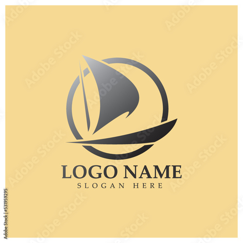 Simple Sailboat dhow boat on Sea Ocean Wave art style logo design, Daily cruises, sea travel, vector icon ILLUSTRATION