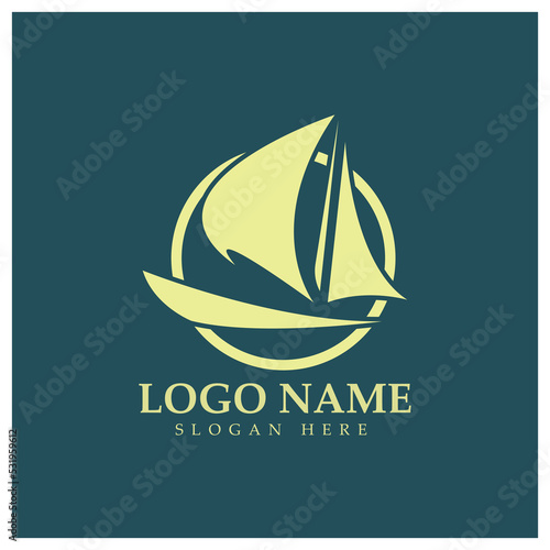 Simple Sailboat dhow boat on Sea Ocean Wave art style logo design, Daily cruises, sea travel, vector icon ILLUSTRATION