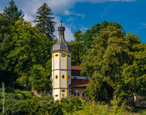 Exterior view of the St. Salvator rock chapel in Schwäbisch Gmünd. Baden Wuerttemberg, Germany, Europe