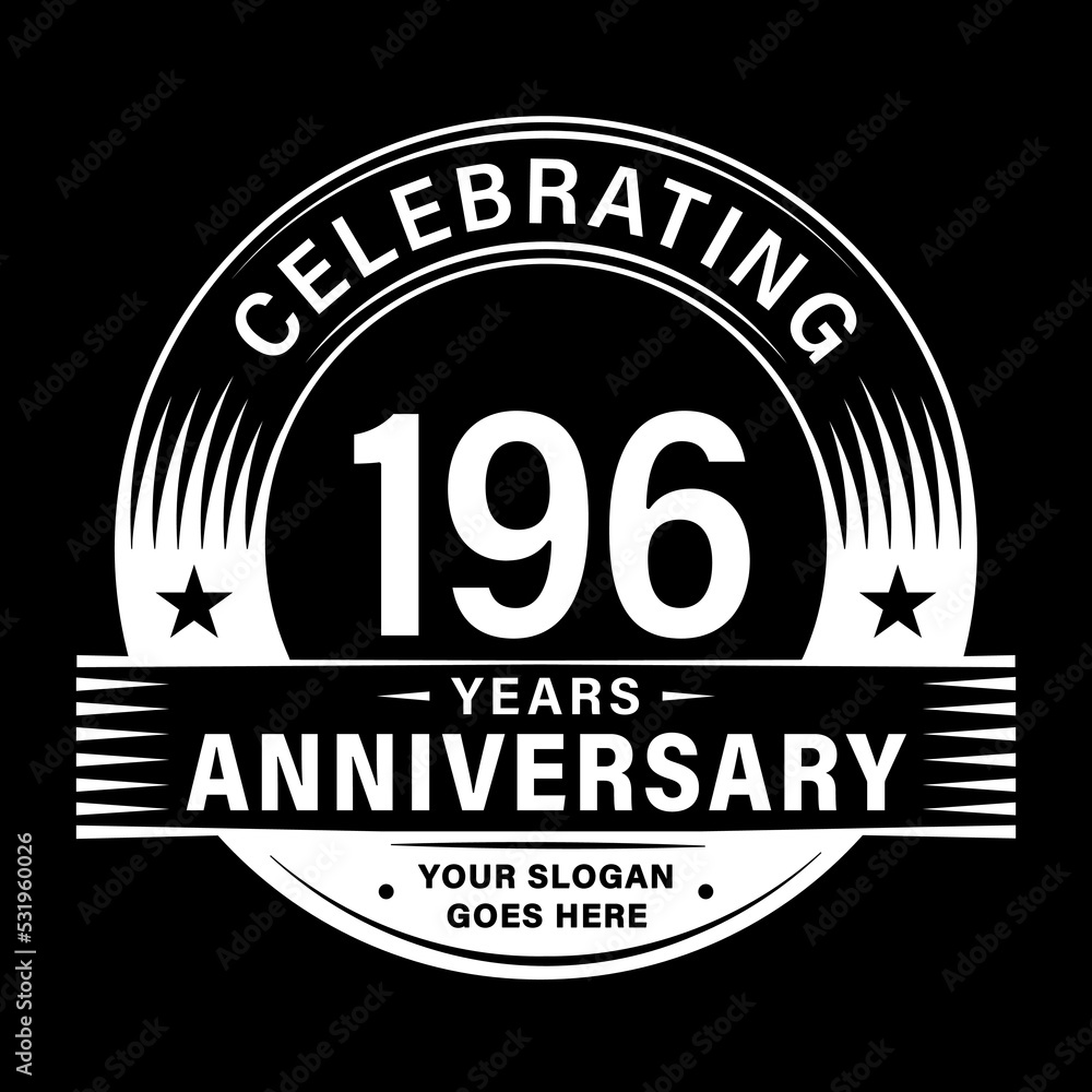 196 years anniversary celebration design template. 196th logo vector illustrations.
