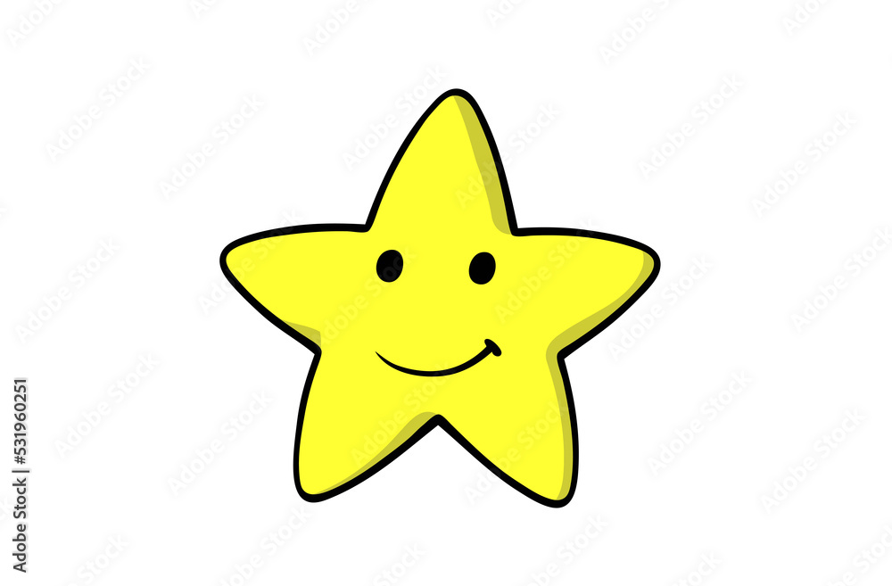 Yellow star as an emoticon smiles contentedly Yellow star as an emoticon smiles contentedly