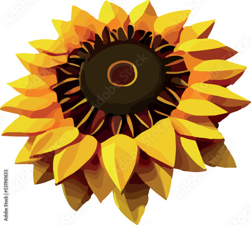 Sunflower Low poly concept on white background 
