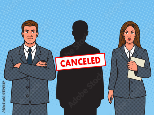 canceled person pinup pop art retro vector illustration. Comic book style imitation.