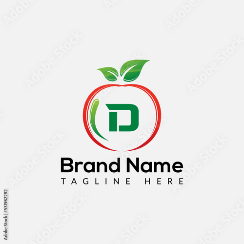 Apple Logo on Letter d Sign. Apple Icon with Logotype Concept