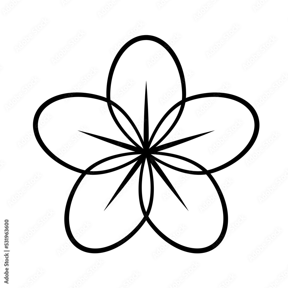Black line art flower icon illustration, flower head outline decoration. Black line art flower icon illustration, flower head outline decoration.