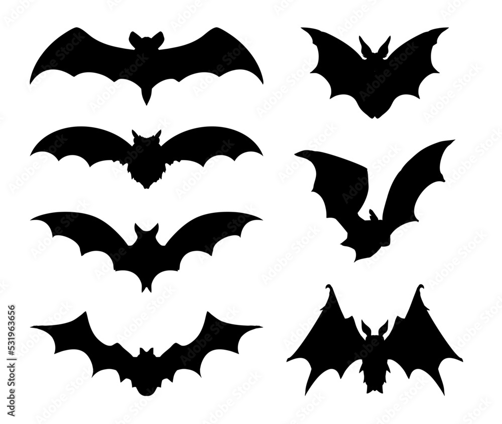 set of bats, halloween icons set of bats, halloween icons