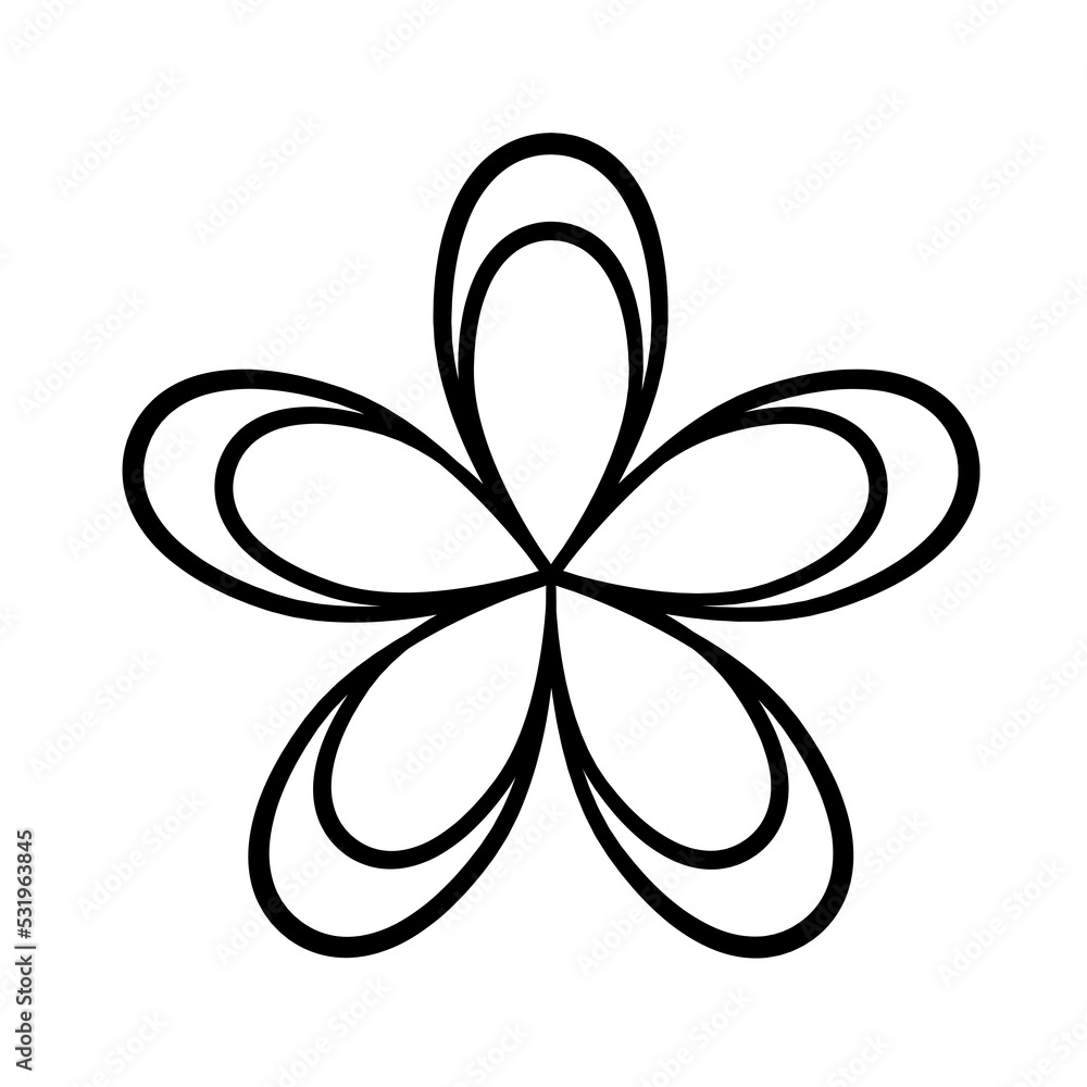 Black line art flower icon illustration, flower head outline decoration. Black line art flower icon illustration, flower head outline decoration.