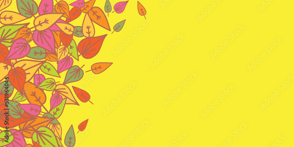 Fototapeta premium leaves background - Autumn design - line art style