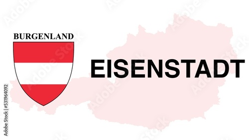 Eisenstadt: Illustration mit dem Ortsnamen der Österreichischen Stadt Eisenstadt im Bundesland Burgenland photo