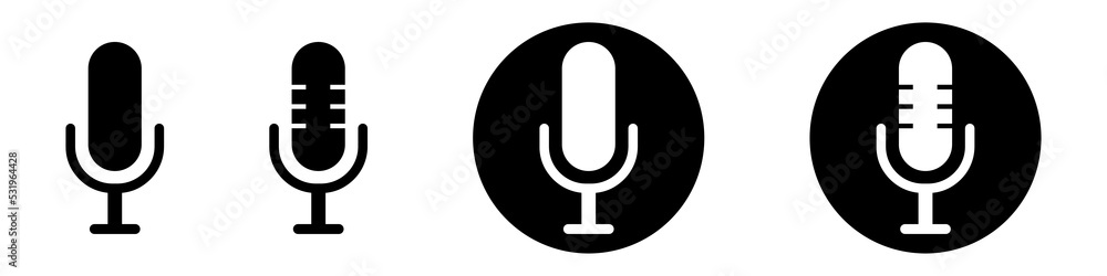 Microphone linear icons set. Equipment for karaoke and podcast. Music record symbol. Microphone linear icons set. Equipment for karaoke and podcast. Music record symbol.