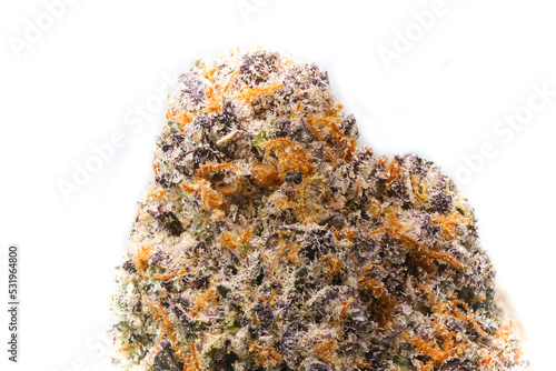 Isolated cannabis flower bud super close up