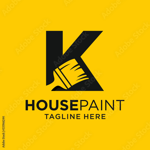 Letter K Paint Brush Logo Design Template Inspiration, Vector Illustration.