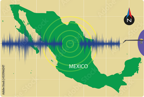 Earthquake, volcanic eruption or bombing concept in Mexico. Editable Clip Art.