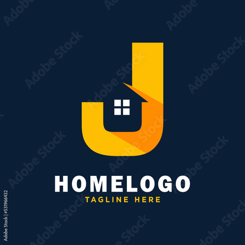 Letter J House Logo Design Template Inspiration, Vector Illustration.