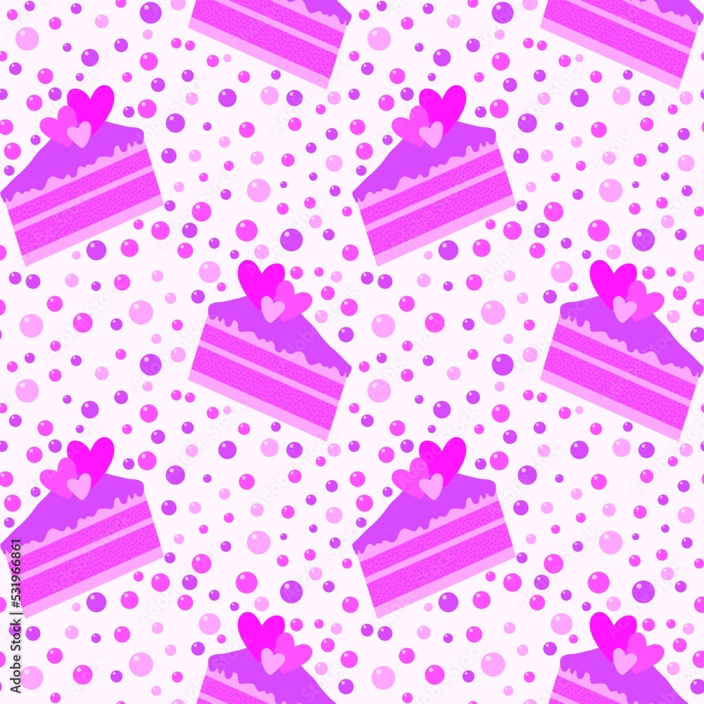 Valentines hearts seamless birthday cake pattern for wrapping paper and kids clothes print and festive Valentines hearts seamless birthday cake pattern for wrapping paper and kids clothes print and festive