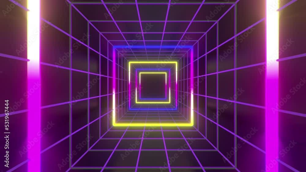 Cube Grid Neon Background (Loop) Cube Grid Neon Background (Loop)