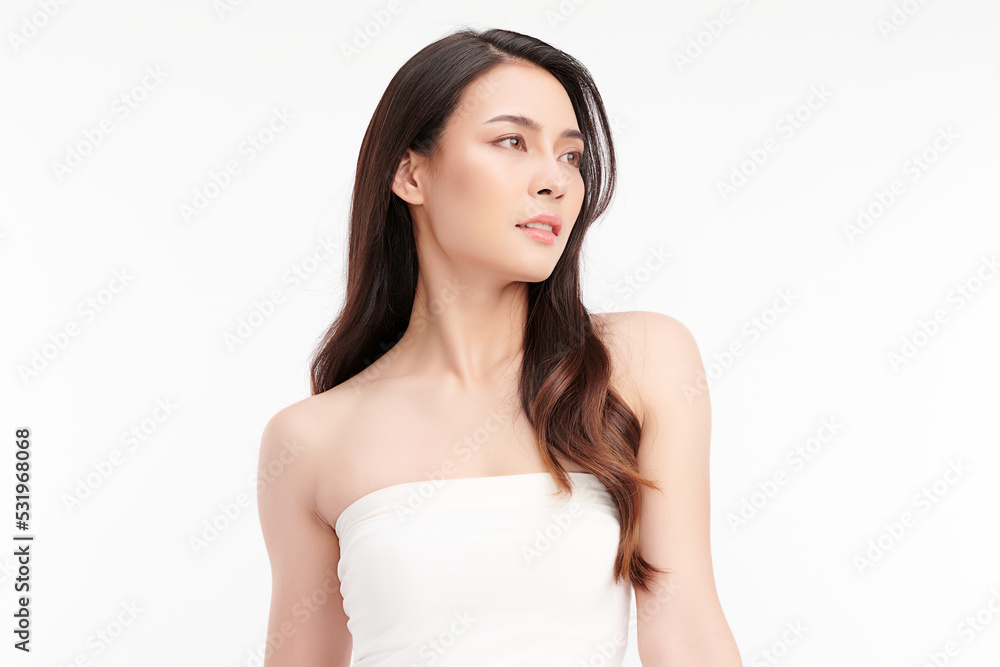 Beautiful young asian woman with clean fresh skin on white background, Face care, Facial treatment, Cosmetology, beauty and spa, Asian women portrait. Beautiful young asian woman with clean fresh skin on white background, Face care, Facial treatment, Cosmetology, beauty and spa, Asian women portrait.
