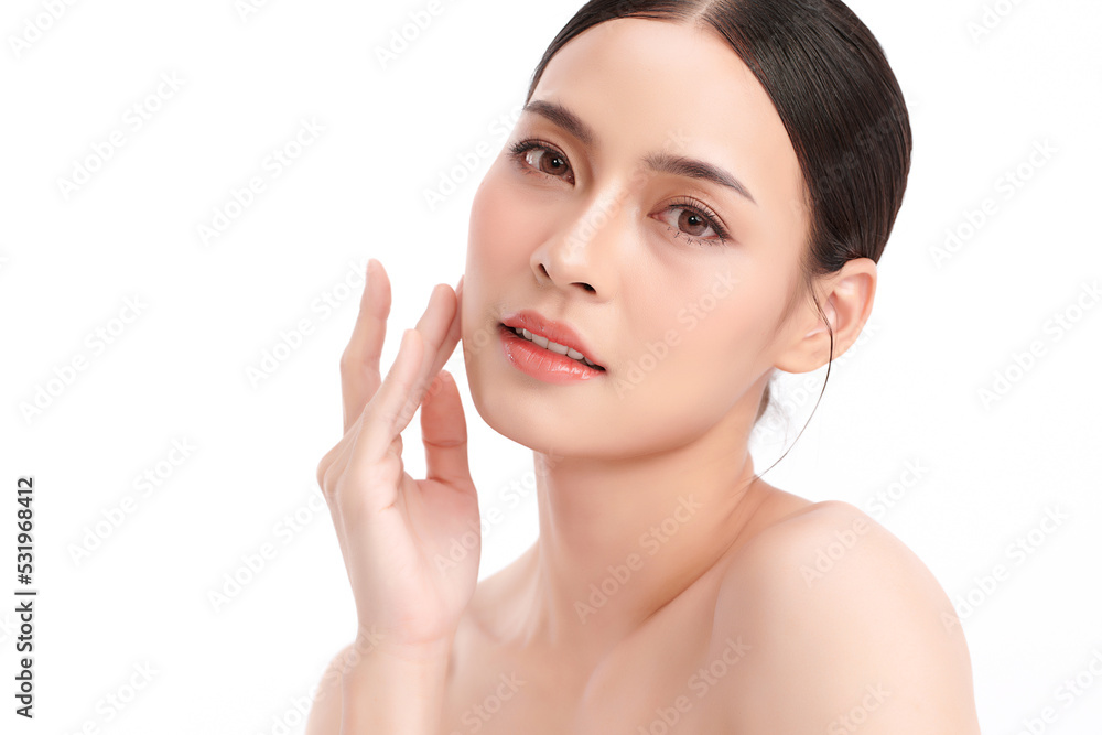 Beautiful young asian woman with clean fresh skin on white background, Face care, Facial treatment, Cosmetology, beauty and spa, Asian women portrait. Beautiful young asian woman with clean fresh skin on white background, Face care, Facial treatment, Cosmetology, beauty and spa, Asian women portrait.
