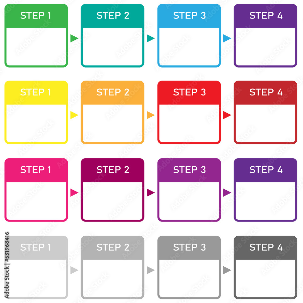 Template infographic with 4 steps for business concept isolated on white background. Can be used for presentations, workflow, etc. vector illustration
Template infographic with 4 steps for business concept isolated on white background. Can be used for presentations, workflow, etc. vector illustration