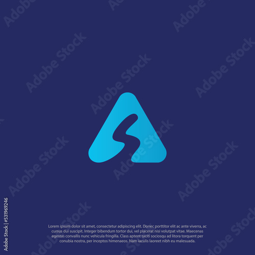 monogram as or sa logo in gestalt or negative space concept in two letter s and a in one shape logo vector