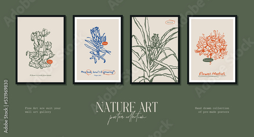 Bohemian poster collection with wildflowers and botanical illustrations for your wall art gallery 