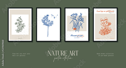 Bohemian poster collection with wildflowers and botanical illustrations for your wall art gallery
