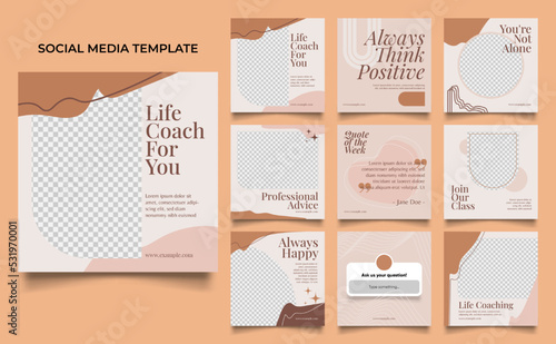 social media template banner blog personal coach promotion. fully editable instagram and facebook post sale poster. trainer course vector background