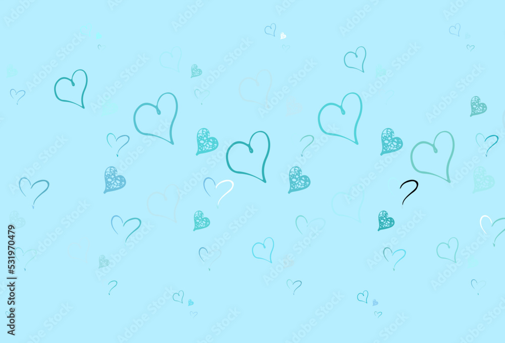 Light Green vector texture with lovely hearts.