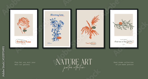 Bohemian poster collection with wildflowers and botanical illustrations for your wall art gallery
