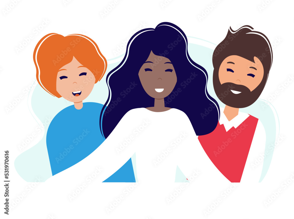 World smile day. Smiling people together. Template for banner, postcard, card, invitation. Vector illustration in flat style. World smile day. Smiling people together. Template for banner, postcard, card, invitation. Vector illustration in flat style.