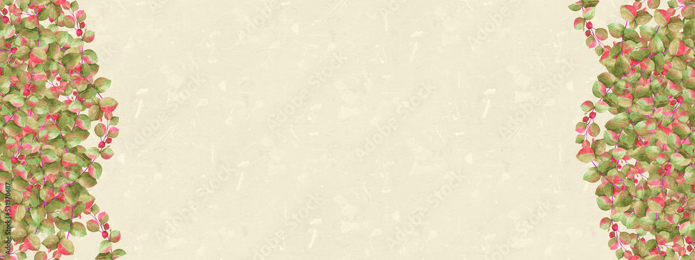 Beige panoramic background with autumn leaves border. Place for text. Beige panoramic background with autumn leaves border. Place for text.