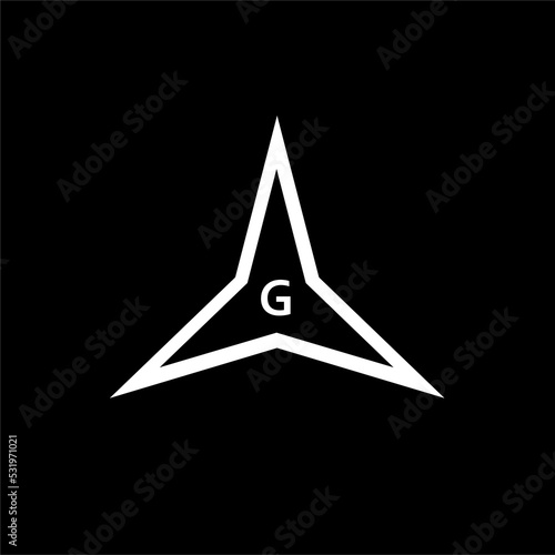 Three-pointed star on a black background.