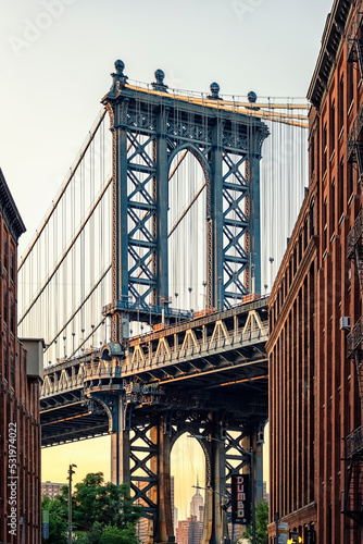 Manhattan Bridge viewed from the Brooklyn district in New York City © Stockbym