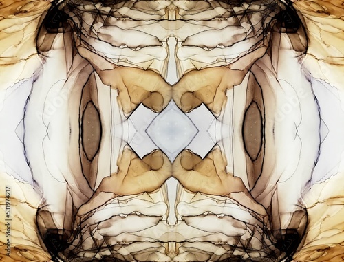 Marble Ink Patterns. Beige Seamless Glass. Color Kaleidoscope. Gray Stained Glass Art. Cream Seamless Design. Kaleidoscope Color. White Modern Watercolor. photo