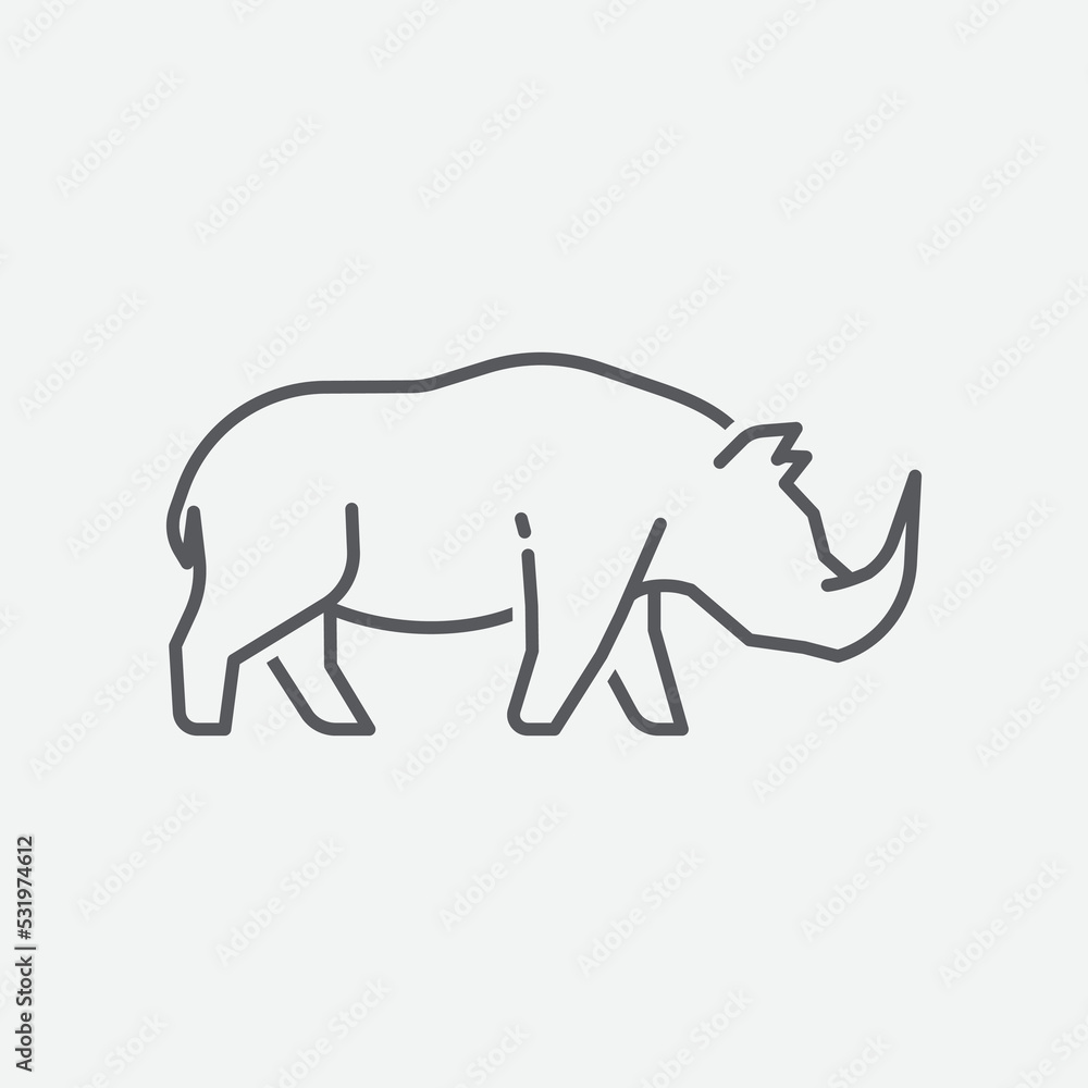 Rhino icon. Vector illustration silhouette of a rhino. Rhinoceros side view design element. Vector illustration Rhino icon. Vector illustration silhouette of a rhino. Rhinoceros side view design element. Vector illustration