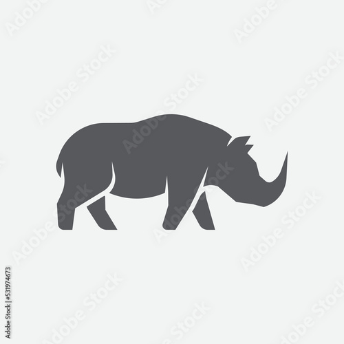 Rhino icon. Vector illustration silhouette of a rhino. Rhinoceros side view design element. Vector illustration