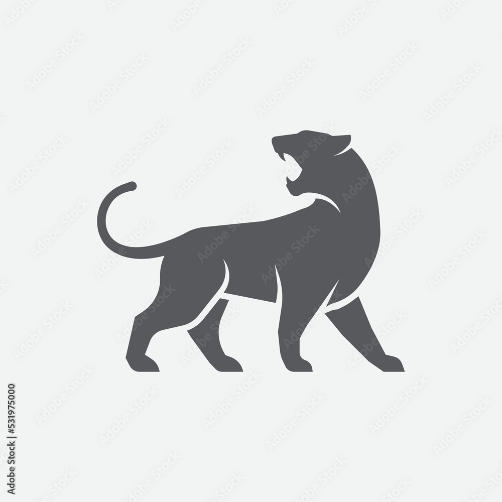 Tiger silhouette logo icon. Wildcat design element. puma. jaguar. leopard icon. Vector illustration