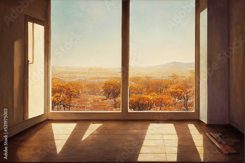 The large window with sunlight  Digital Generate Image