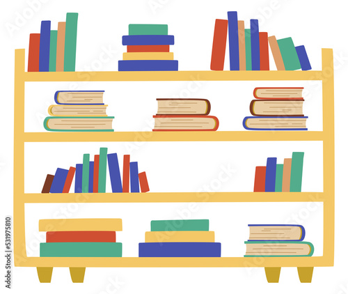 Bookcase color sketch. Book bundle. School textbooks set. Stack illustration