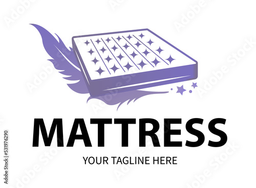 Creative concept logo of hybrid mattress. Twin Mattress emblem.