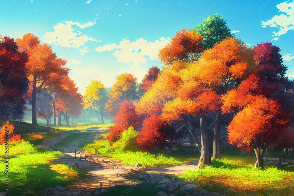 scenery in autumn. High quality 2d illustration scenery in autumn. High quality 2d illustration