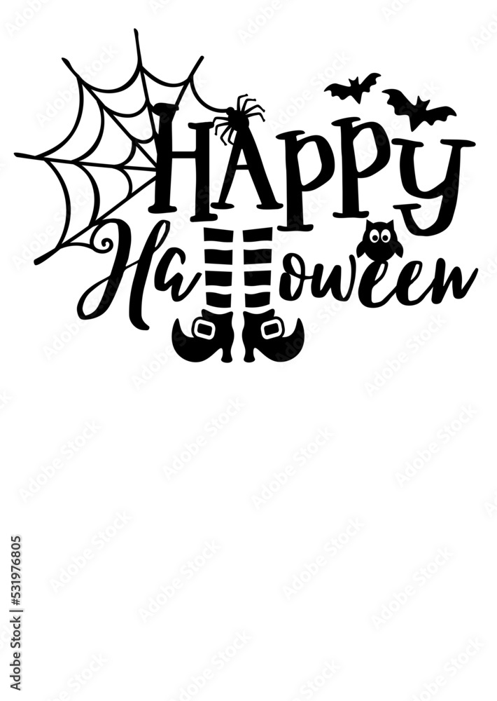 Naklejka premium Happy Halloween svg file. witch's shoes, owl, spiderweb, bats clipart. Transparent background.