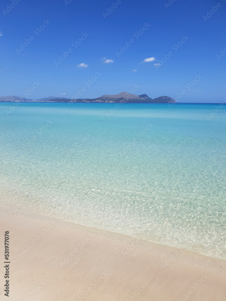 East coast of Majorca in Spain Baleares Playa de Muro panoramic view of the sea East coast of Majorca in Spain Baleares Playa de Muro panoramic view of the sea