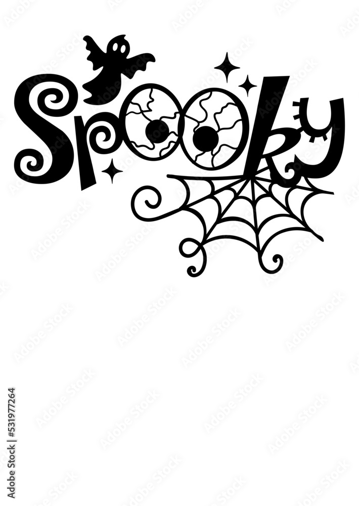 Spooky svg design Halloween. Ghost, spiderweb, clipart. Holiday decor. Isolated transparent background.