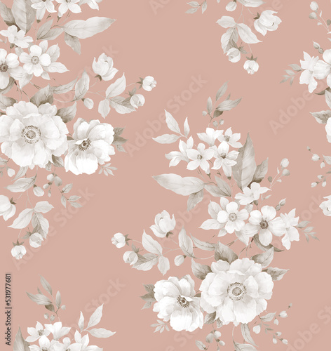 Fototapeta Naklejka Na Ścianę i Meble -  Classic Popular Flower Seamless pattern background - For easy making seamless pattern use it for filling any contours