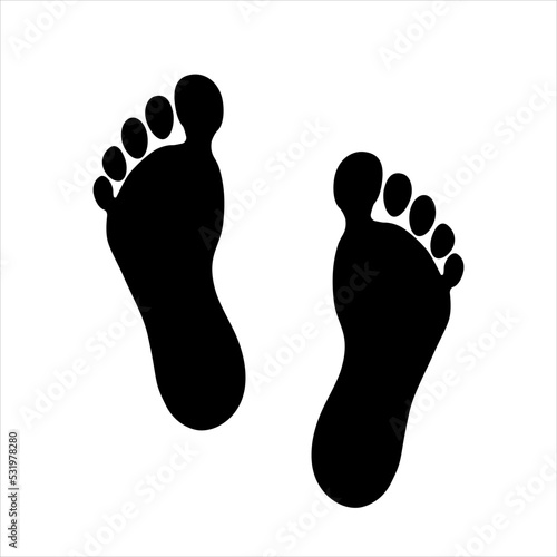 Human foot prints isolated on a white background
Footprint icon black. Contour of foot, sole. Vector illustration.
