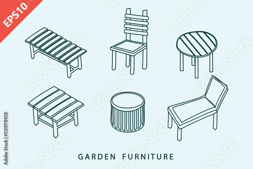 garden furniture and sun loungers design vector illustration 