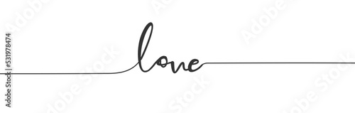 Continuous line drawing love text line